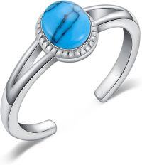wholesale  Sterling Silver Hypoallergenic Adjustable Open Toe Ring for Women -Adjustable turquoise