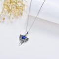 wholesale 925 Sterling Silver Metal Shark Tooth Blue Crystal Pendant Necklace for Women and Men - Valentines Gift Idea-0-2