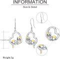 wholesale 925 Sterling Silver Heart-Shaped Cat Dangle Earrings - Gifts for Women-0-4