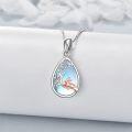 wholesale 925 Sterling Silver Teardrop Blue Opal Rabbit Tree Branch Star Pendant Necklace-0-2