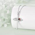 wholesale 925 Sterling Silver Cross with Ladybug and Cubic Zirconia Pendant Necklace - Christian Gift for Women & Girls-0-2