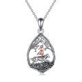 wholesale 925 Sterling Silver Wolf and Girl Pendant Necklace - Nature Themed Jewellery Gifts for Her/Mom/Birthday-0-0