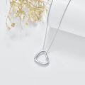 wholesale 925 Sterling Silver Open Heart Pendant with Cubic Zirconia Accent Chain Jewelry for Women's Gifts-0-1