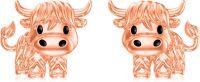 wholesale Rose Gold 925 Sterling Silver Highland Cow Stud Earrings - Cute Animal s for Women & Girls (Birthday/Halloween/Christmas)-B-Rose Gold