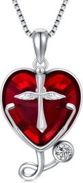 wholesale TOUPOP Nurse Necklace For Women 925 Sterling Silver Cross Stethoscope Heart Crystal With Blue Circle Crystal Pendant Nurse Day Gifts For Nurse Doctor Graduation Medical Student -0-0