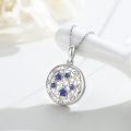 wholesale 925 Sterling Silver Round Blue Opal Photo Frame Pendant Necklaces for Women Gifts-0-2