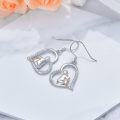 wholesale 925 Sterling Silver Heart-Shaped Girl and Cat Drop Earrings for Women-0-4