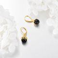 wholesale Gold-Plated 925 Sterling Silver Black Onyx and Tourmaline Filigree Drop Earrings-0-3
