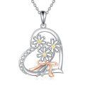 wholesale 925 Sterling Silver Heart Flower Ribbon Pendant Necklace-0-0
