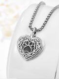 wholesale 925 Sterling Silver & Hypoallergenic Heart Pet Urn Necklace with Celtic Knot & Paw Print for Ashes - Memorial Jewelry Gift for Women Men-0-1