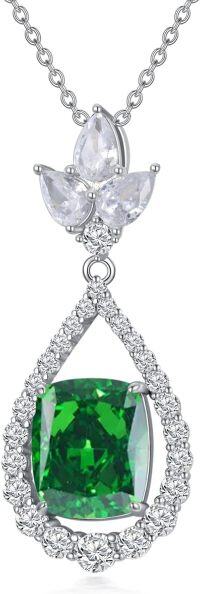 wholesale 14K White Gold Plated Sterling Silver Crushed Ice CZ Teardrop Pendant Necklace for Women-5-May