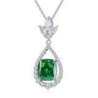 wholesale 14K White Gold Plated 925 Sterling Silver Crushed Ice CZ Teardrop Pendant Necklace for Women-5-May
