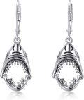 wholesale 925 Sterling Silver Shark Jaw Leverback Dangle Earrings Gothic  for Her-0-0