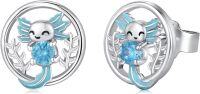 wholesale 925 Sterling Silver Angel Wings Blue Crystal Stud Earrings Ocean Theme s for Women Girls-Axolotl Earrings