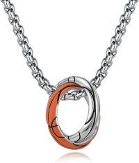 wholesale  925 Sterling Silver Basketball Pendant with Orange Enamel and Black Lines on 24 Chain-WDQY-Basketball A