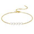 wholesale 14k Gold Five Pearl Dainty Adjustable Chain Bracelet For Women-0-0
