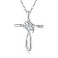 wholesale 925 Sterling Silver Semicolon Cross Pendant with Cubic Zirconia Necklaces for Women - Faith & Inspiration Gift Ideas for Mom-0-0