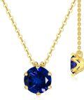 wholesale 14K Gold Created Birthstone 1ct Round Necklace for Women 16+2 -0-0