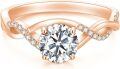 wholesale 14k Rose Gold Ring With Round Lab Diamond And Pave Band-0-5