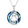 TOUPOP Sterling Silver Crystal Cat Two Cats Pendant Necklace Gift-0-0