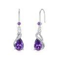 wholesale 925 Sterling Silver Amethyst Teardrop Drop Earrings-0-0
