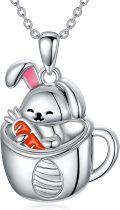 wholesale 925 Sterling Silver Bunny in Mug Pendant Necklace for Girls' Gifts-0-0