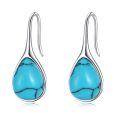 wholesale 925 Sterling Silver Turquoise Teardrop Threader Earrings for Women - Long Dangle Pierced Jewelry-0-0