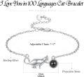 wholesale 925 Sterling Silver Black Engraved Heart Cat Charm Bracelet for Women - Cute Animal -0-5