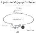 wholesale 925 Sterling Silver Cat 100 Languages I Love You Projection Bracelet-0-5