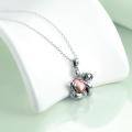 wholesale 925 Sterling Silver Pink Enamel Heart Sloth Charm Pendant Necklace for Women and Girls-0-1