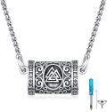 wholesale 925 Sterling Silver Viking Compass Cylinder Urn Necklace for Ashes Jewelry with Funnel and Screwdriver Set 24 Chain Memorial Keepsake Pendant -0-0