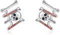 wholesale 925 Sterling Silver Skull and Bone CZ Studs with Red Stones for Women's Jewelry Set-0-0