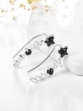 wholesale 925 Sterling Silver Black Onyx & CZ Star Ear Climber Earrings for Women - Bridal  Ideas-0-1