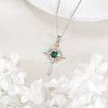 wholesale Sterling Silver Birthstones Rose Cross Heart Crucifix Pendant Necklace for Women-0-34