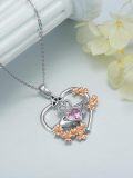 wholesale 925 Sterling Silver Metal Heart Crown Butterfly Pink Crystal Pendant Necklace Gift for Her-0-5
