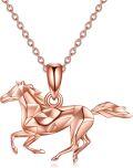 wholesale 925 Sterling Silver Black Geometric Horse Pendant Necklace for Women 30cm -0-5