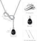 wholesale 925 Sterling Silver Black Onyx CZ Infinity Drop Pendant Necklace 45cm Chain-0-1