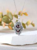 wholesale 925 Sterling Silver Pendant with Red Garnet Gemstone and Bat Design - Gothic Jewelry for Women-0-1