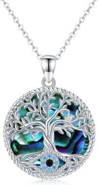 wholesale 925 Sterling Silver Abalone Shell Evil Eye Tree of Life Pendant Necklace Celtic s for Women-B2-Tree of Life