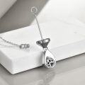 wholesale 925 Sterling Silver Teardrop Cremation Jewelry Pendant with Black Crystal Paw Print and Funnel Set for Ashes Memorials-0-2