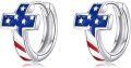 wholesale 925 Sterling Silver American Flag Cross Huggie Hoop Earrings for Women Girls USA Patriotic  4th of July Independence Day Accessories-0-0