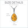 wholesale S925 Sterling Silver Citrine & Diamond Necklace, 1.60ct Pear Cut with Rope Design, 18+2in Chain-0-4