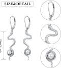 wholesale 925 Sterling Silver Snake Pearl Drop Dangle Leverback Earrings  for Women Girls-0-5