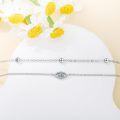 wholesale 925 Sterling Silver Evil Eye Pendant with Round Cut Cubic Zirconia and Beaded Chain Necklaces for Women Girls  45cm Length-0-2