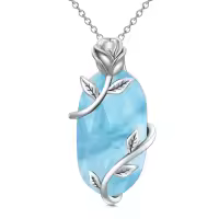 TOUPOP Sterling Silver Larimar Rose Flower Pendant Necklace-undefined