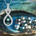 wholesale 925 Sterling Silver Infinity Pendant with Tahitian Black Pearl and Cubic Zirconias-0-2