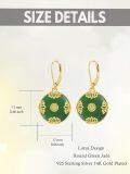 wholesale 14K Gold Plated Sterling Silver Round Natural Jade Earrings for Women-0-12