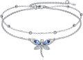 wholesale 925 Sterling Silver Blue Crystal Dragonfly Ankle Anklet for Women's Gifts-0-0
