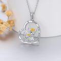 wholesale 925 Sterling Silver Highland Cow Family Love Forever Heart Pendant Necklace-0-1