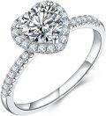 wholesale TOUPOP 1ct Moissanite Heart Engagement Ring Promise Ring For Her 14k Gold Plated Heart Cut Moissanite Halo Diamond Wedding Ring Anniversary Valentine's Day Jewelry Gifts For Her Wife Girlfriend -0-0
